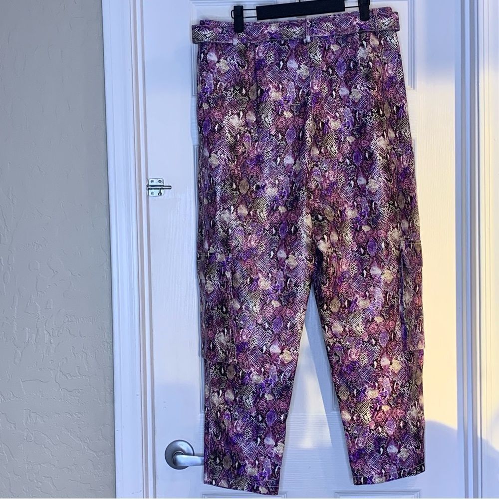 ASOS Purple Snakeskin Print High Rise Cropped Pants Size 10 - Picture 11 of 11